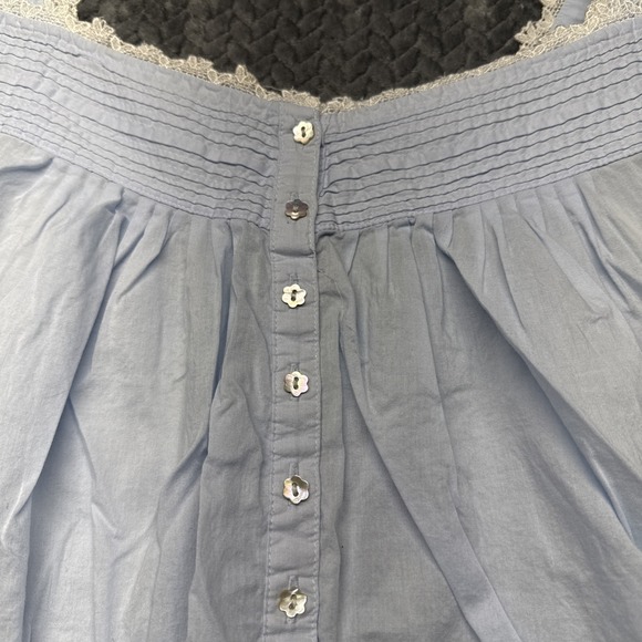 Eileen West Nightgown Large Mother of Pearl Buttons Light Blue Long - Picture 4 of 12